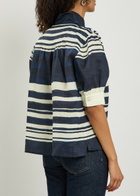 Veronica Beard Hollandale Striped Ramie Shirt Navy