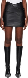 KIMHĒKIM Black V-Waist Faux-Leather Miniskirt