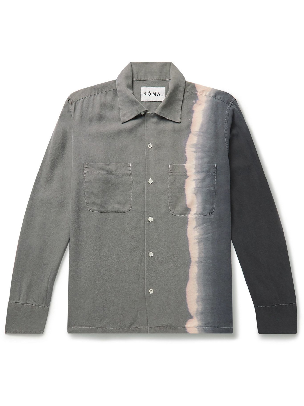 NOMA t.d. - Summer Convertible-Collar Tie-Dyed Rexcell Shirt - Gray