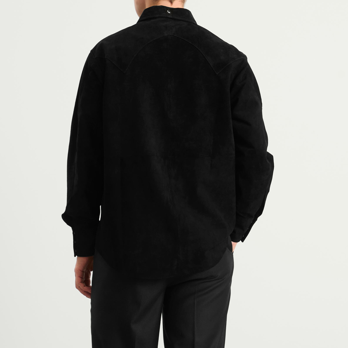 Carter Young Men's Suede Western Shirt in Black Sand