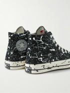 Converse - Chuck 70 Paint-Splattered Canvas High-Top Sneakers - Black