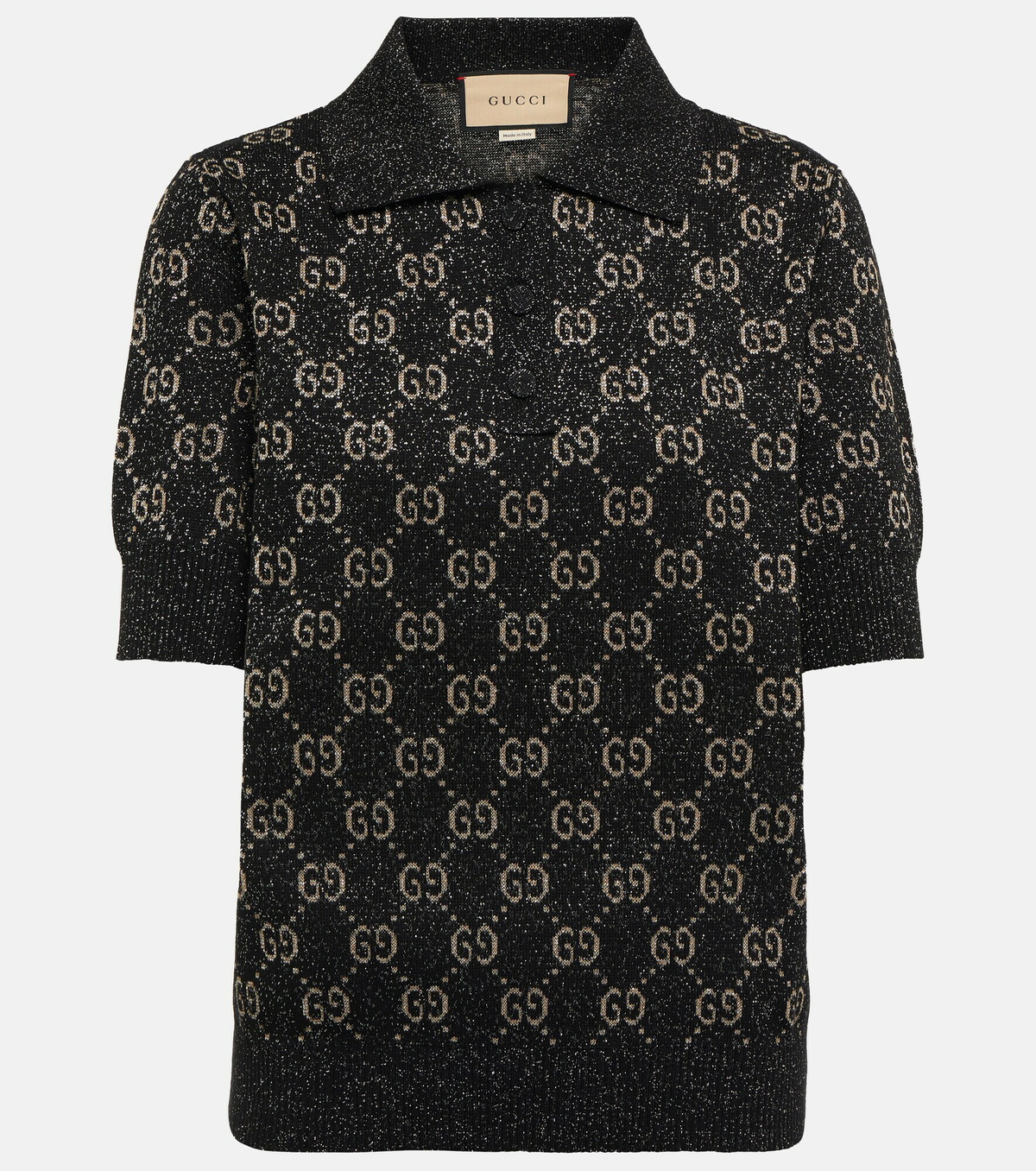 Gucci - GG metallic jacquard-knit polo shirt Gucci