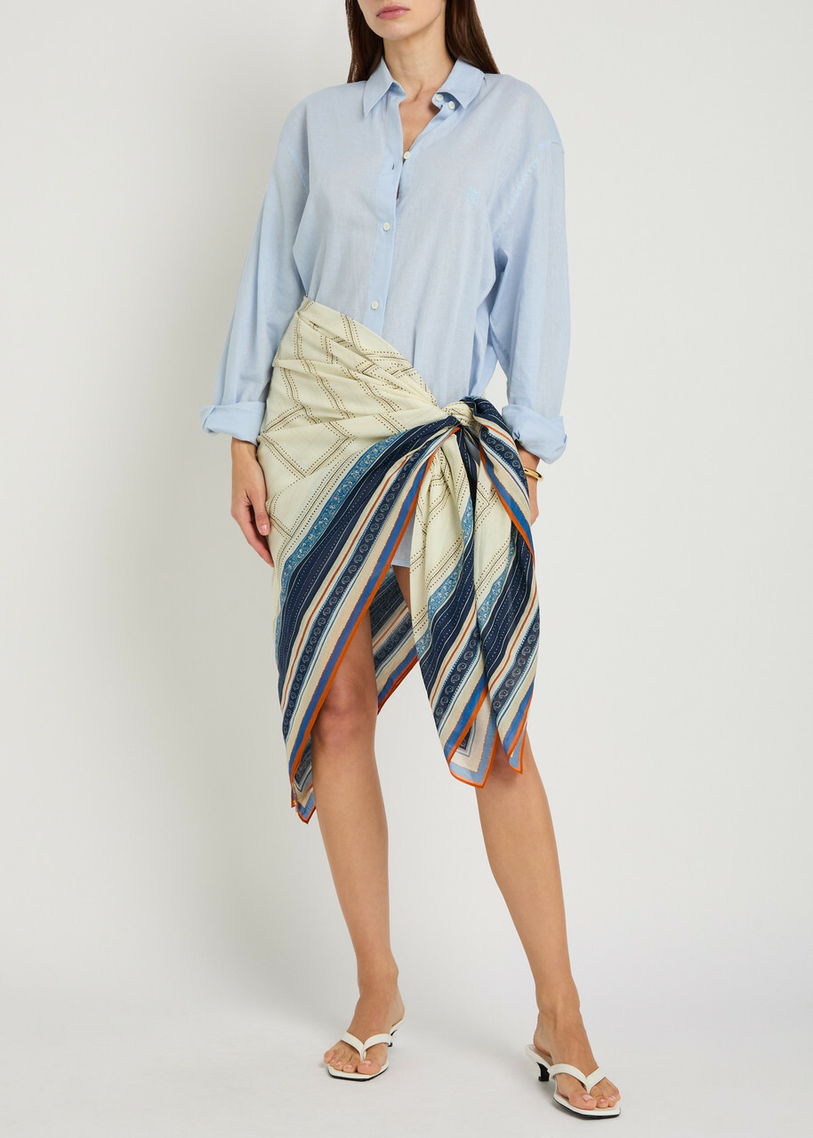 Toteme Collector Printed Cotton-blend Sarong - Navy - One Size
