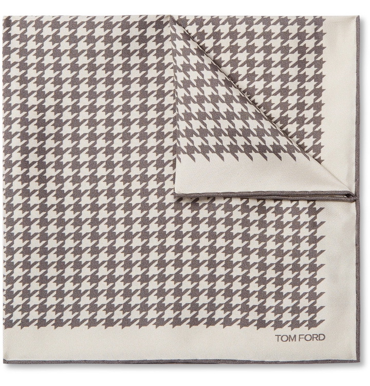 Photo: TOM FORD - Houndstooth Silk-Twill Pocket Square - Neutrals