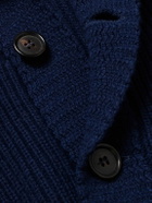 William Lockie - Duncan Shawl-Collar Ribbed Merino Wool and Cashmere-Blend Cardigan - Blue