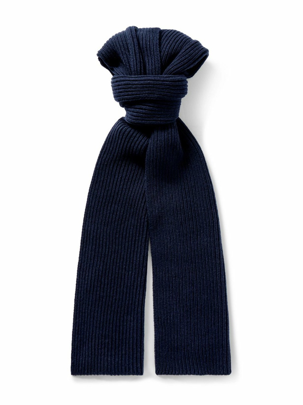 Photo: John Smedley - Stark Ribbed Recycled-Cashmere and Merino Wool-Blend Scarf