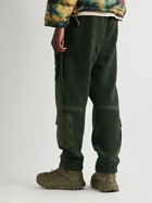 Stone Island - Tapered Logo-Embroidered Cotton and Wool-Blend Fleece Cargo Trousers - Green