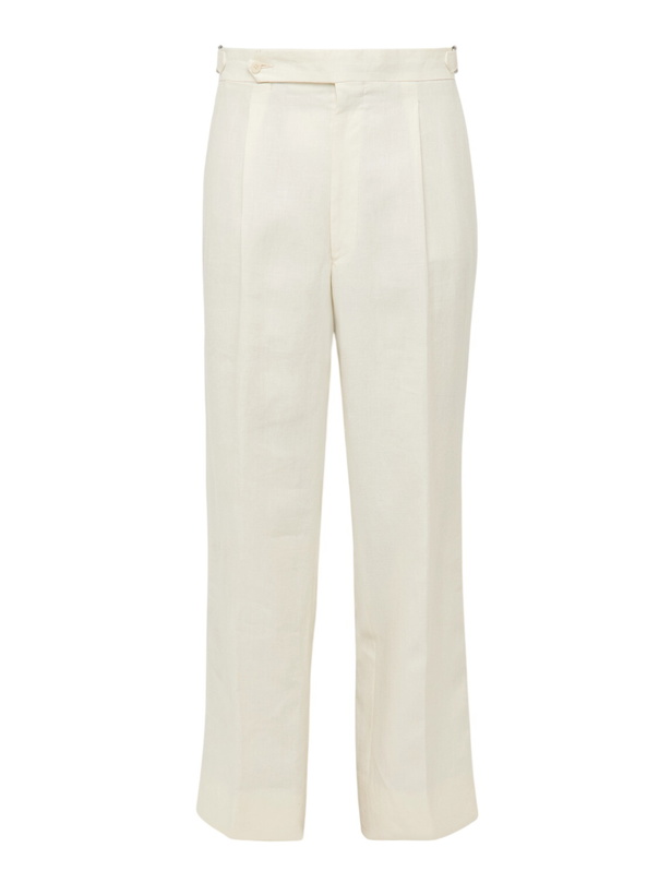 Photo: Stòffa - Straight-Leg Pleated Linen Trousers - Neutrals