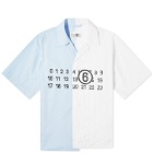 MM6 Maison Margiela Men's Logo Hybrid Short Sleeve Shirt in Light Blue
