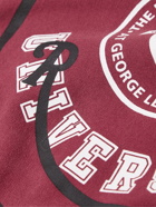 Raf Simons - Smiley Oversized Logo-Print Distressed Cotton-Jersey Sweatshirt - Burgundy