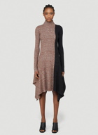 JW Anderson - Contrast-Knit Asymmetric Dress in Brown