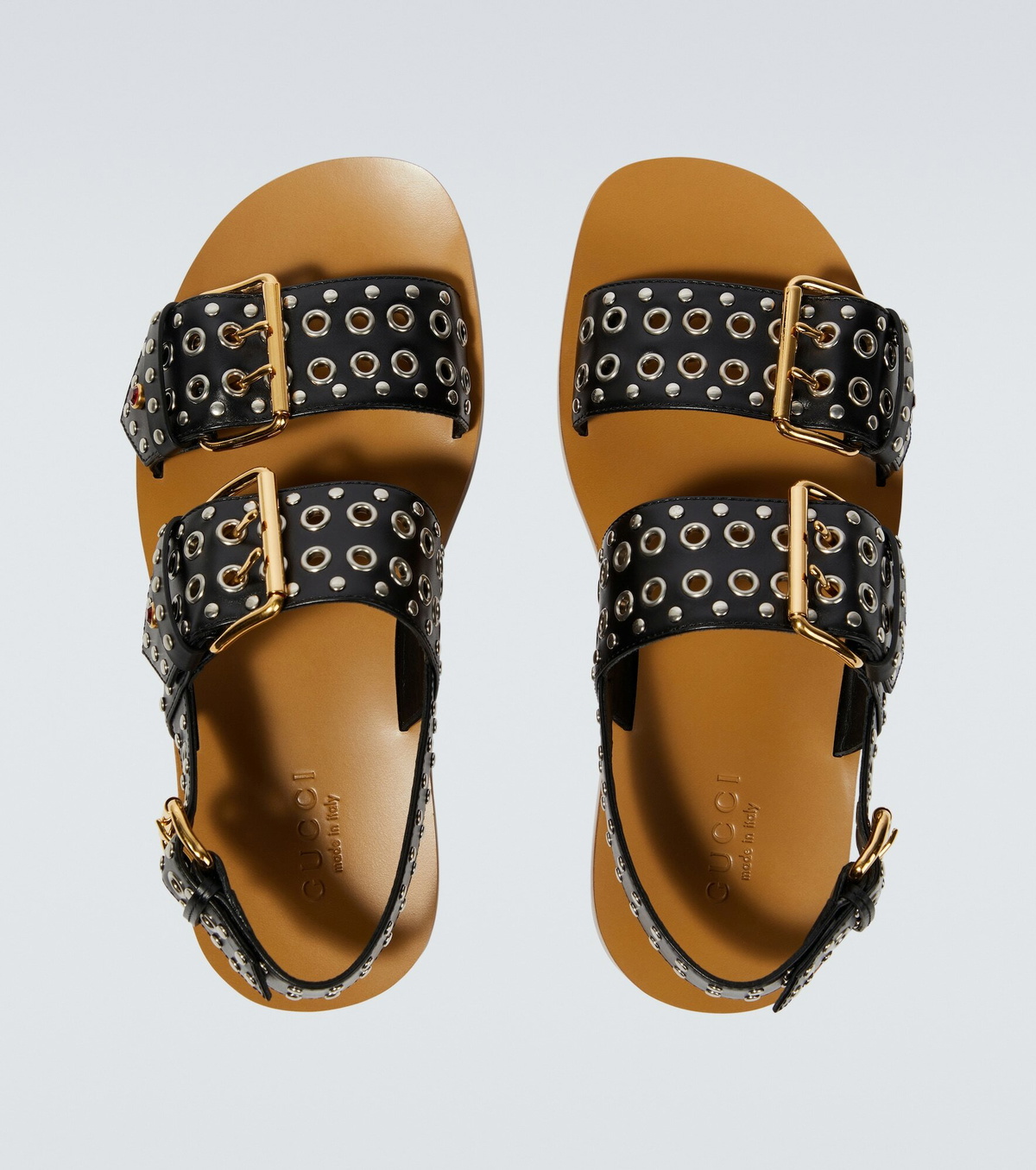 Buy Gucci women velcro closure rhinestone leather sandals black Online |  Brands For Less