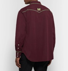 Needles - Logo-Embroidered Piped Twill Shirt - Burgundy
