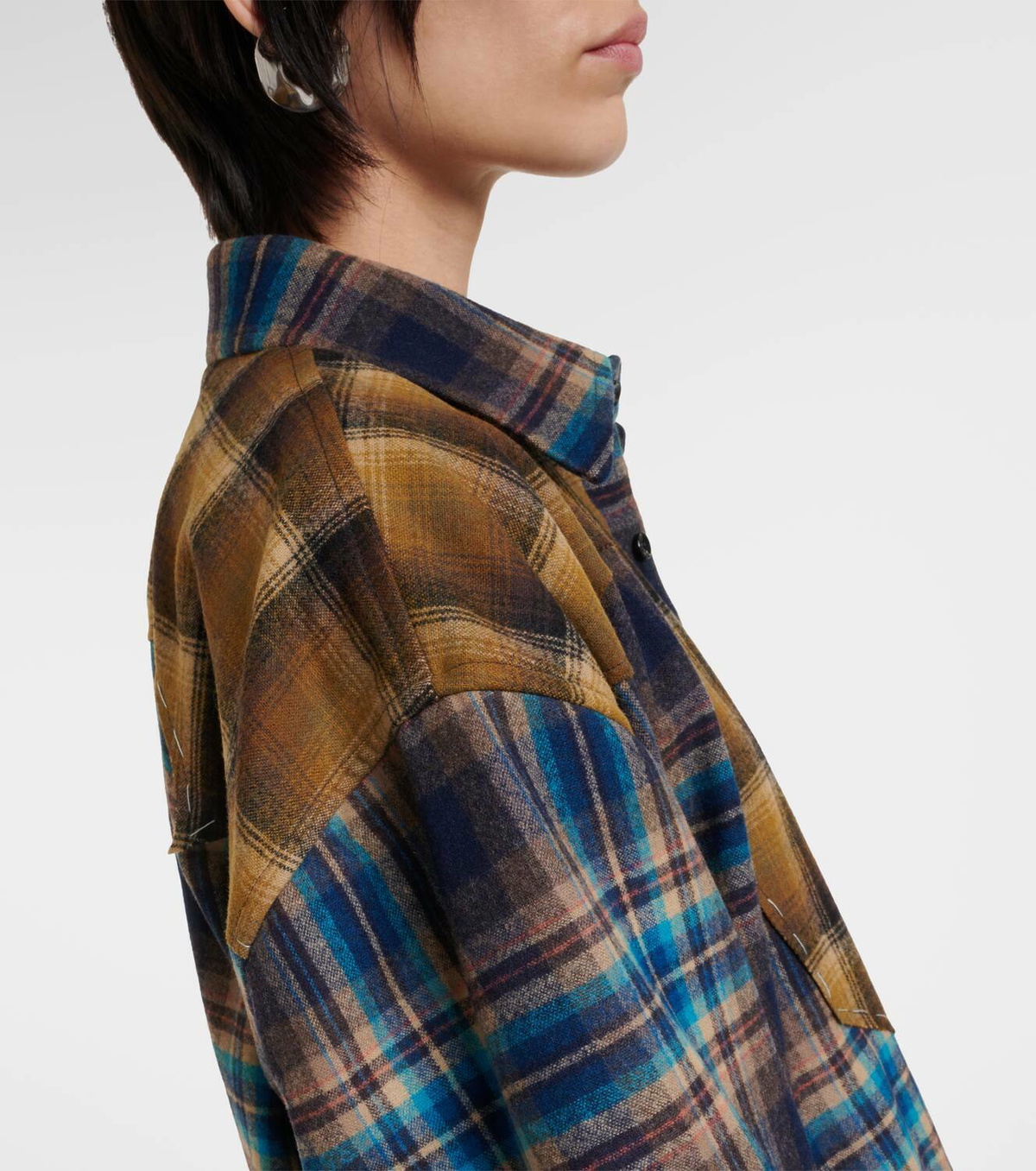 Maison Margiela Checked wool shirt dress
