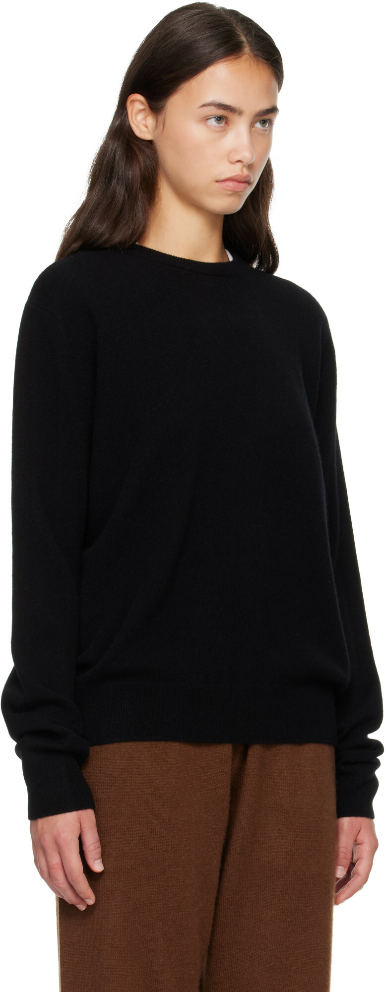 Entire Studios Black Knit Cashmere Crewneck Sweater