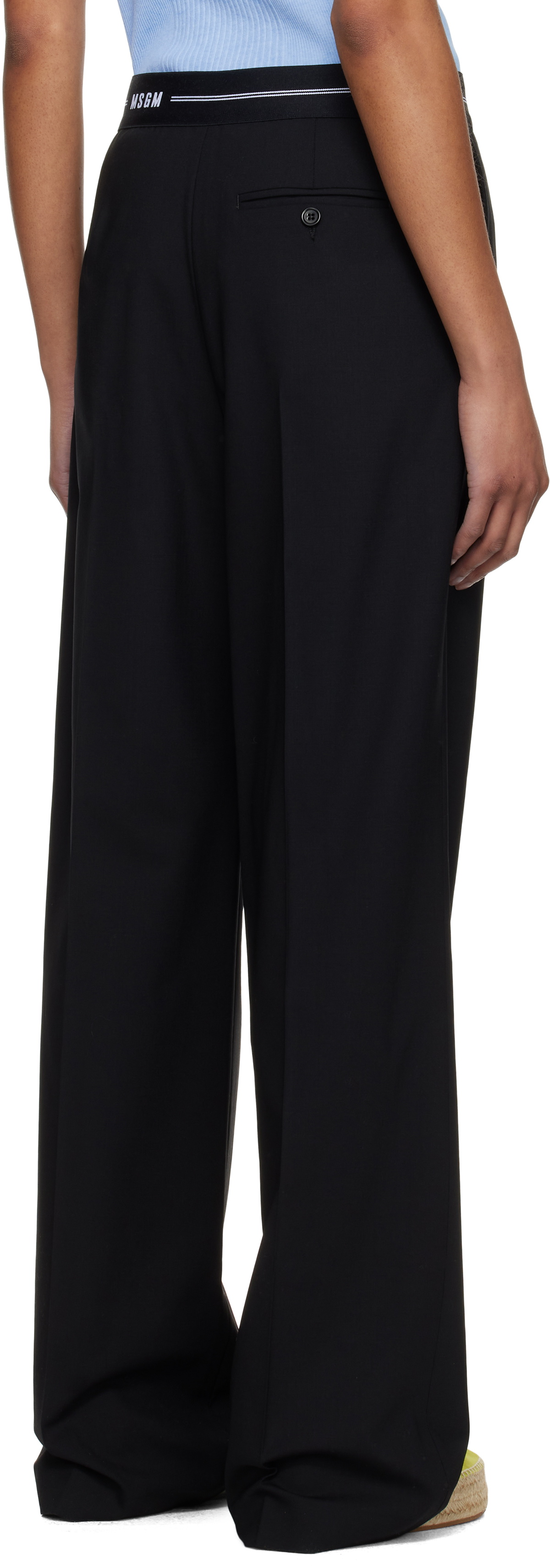 MSGM Black Pleated Trousers