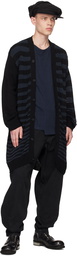 Yohji Yamamoto Black & Navy Striped Cardigan