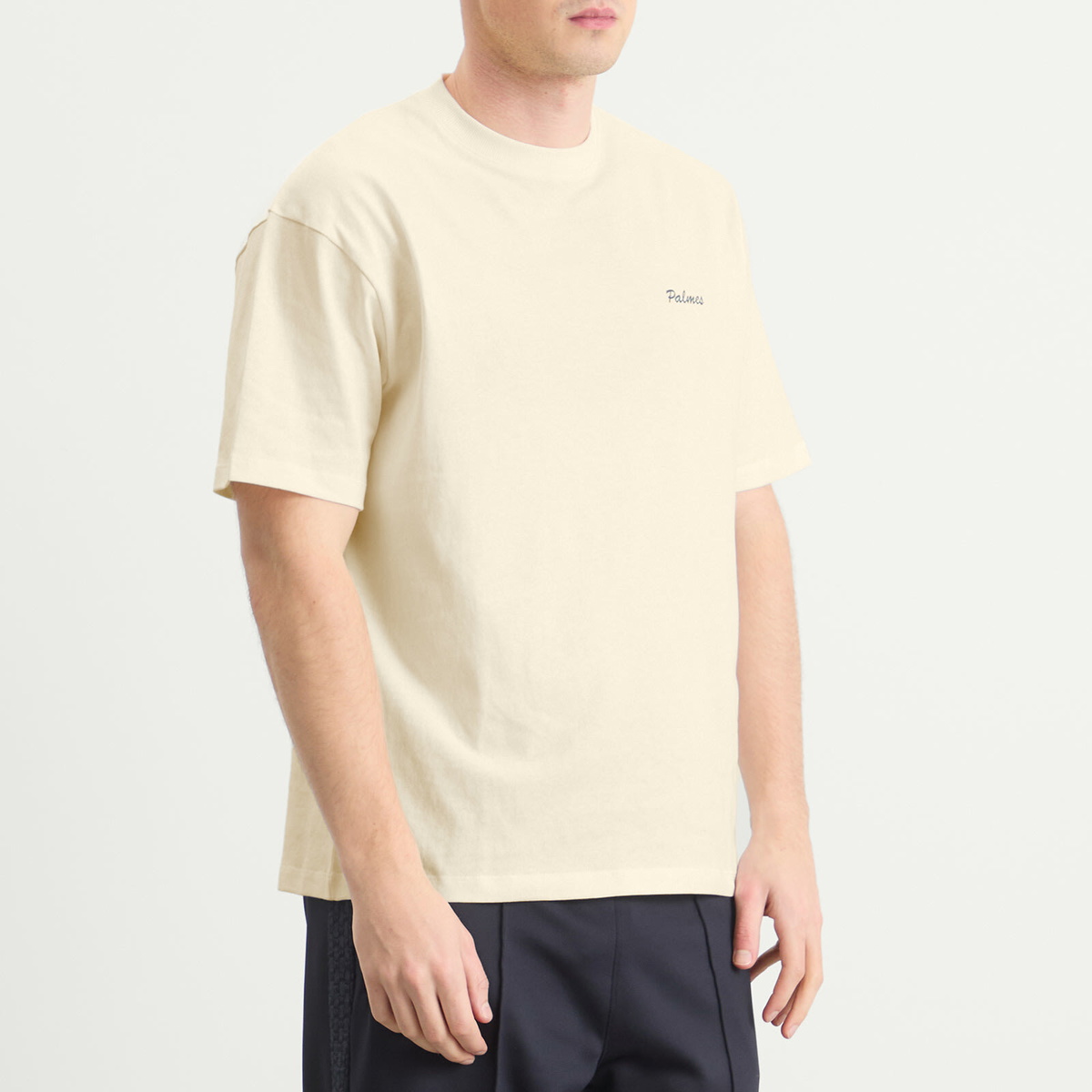 Palmes Men's Logo Stitch T-Shirt in Off-White