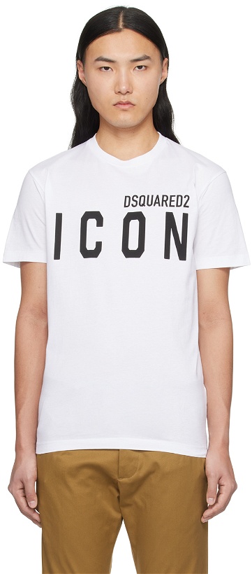 Photo: Dsquared2 White 'Be Icon Cool' T-Shirt
