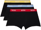 BOSS Three-Pack Black Jacquard Boxers