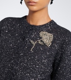 Erdem Cropped embellished alpaca-blend cardigan