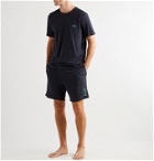 Hugo Boss - Logo-Print Lyocell-Blend Jersey Drawstring Shorts - Blue