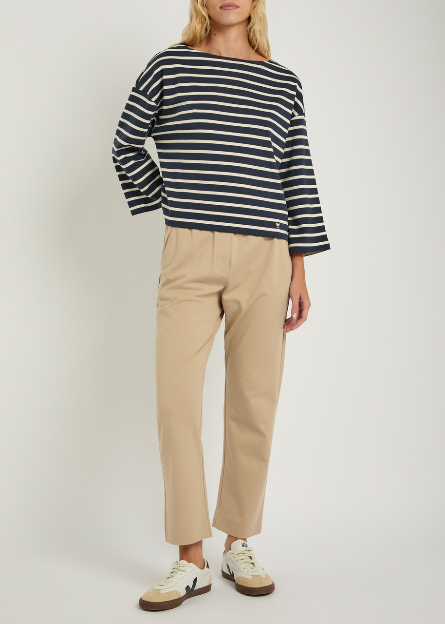 Weekend Max Mara Campale Striped Cotton-jersey top Navy