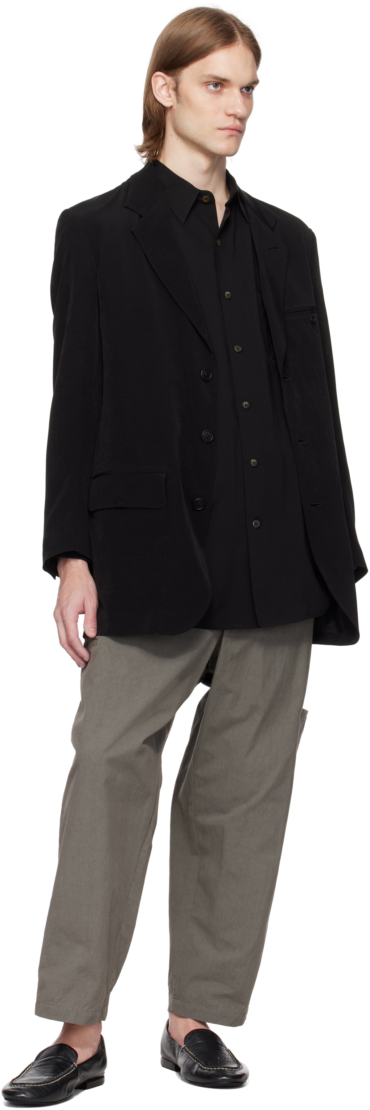 Y's For Men Black Right Double Rimmed Pocket Blazer