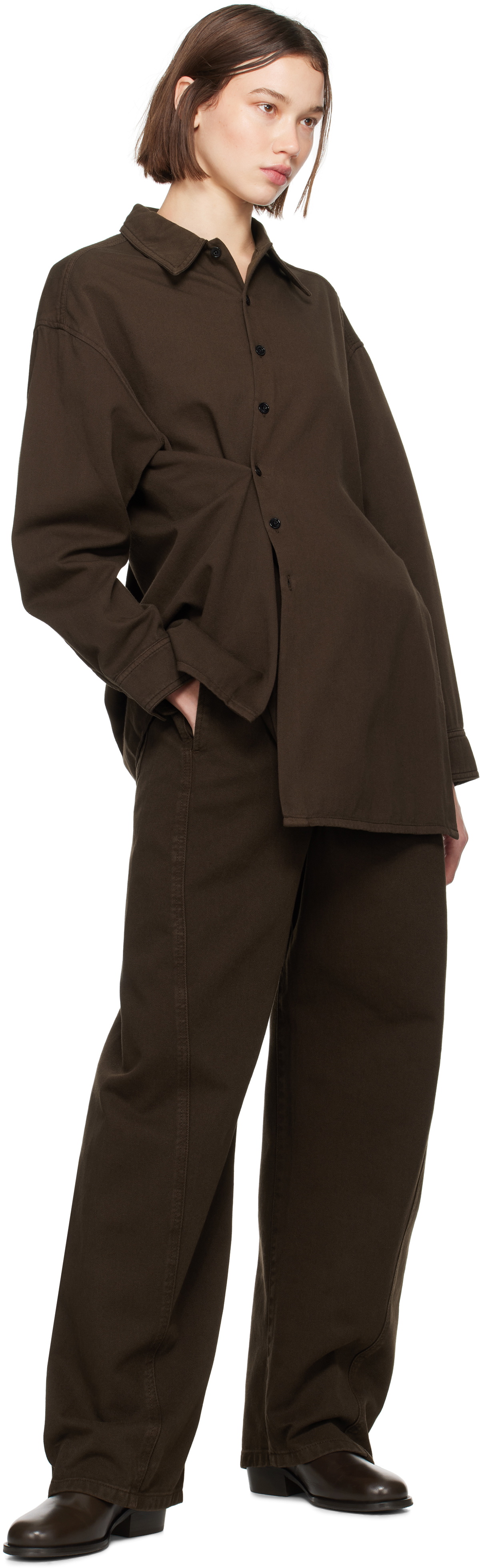 LEMAIRE ツイストシャツ　ブラウン LEMAIRE Brown Twisted Denim Shirt Lemaire