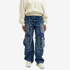 Off-White Women's Cargo Oversized Denim Pants in Blue