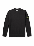 Stone Island - Logo-Appliquéd Textured-Knit Wool Sweater - Gray