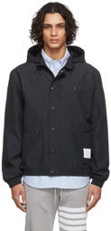 Thom Browne Navy Hooded Ripstop Jacket