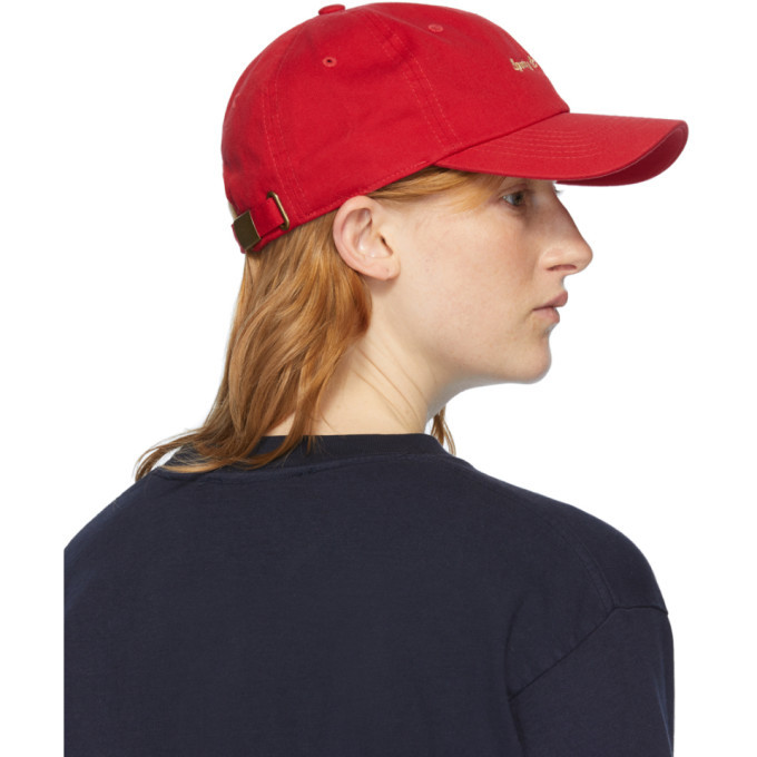 Sporty and Rich Red and Gold Classic Logo Cap Sporty & Rich