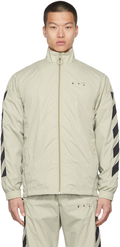 Photo: Off-White Beige Nylon Diag Tracktop Jacket