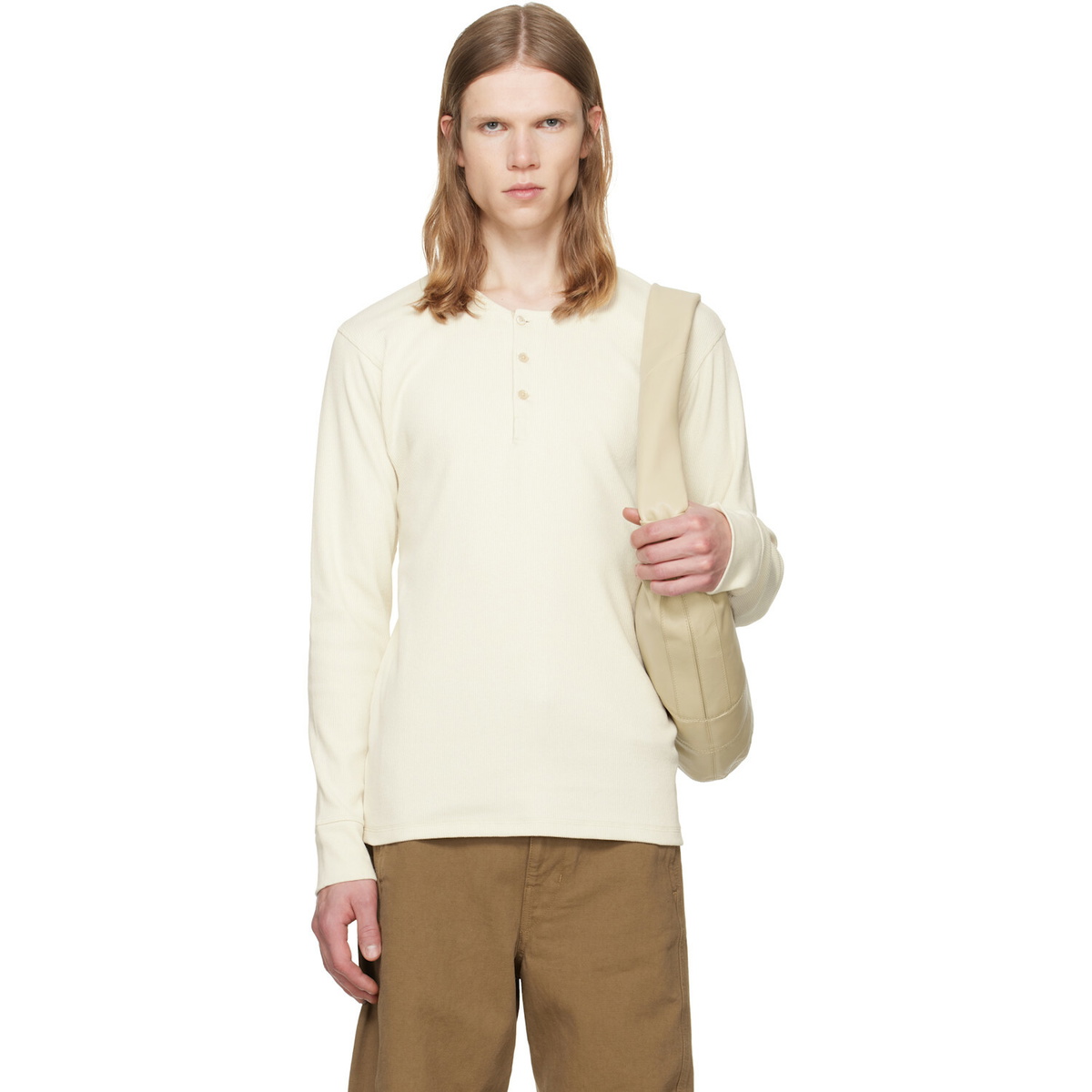 LEMAIRE Off-White Long Sleeve Henley T-shirt