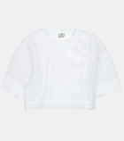 Fendi Logo-appliqué cropped mesh T-shirt