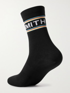 Paul Smith - Striped Logo-Intarsia Stretch-Knit Cycling Socks - Black