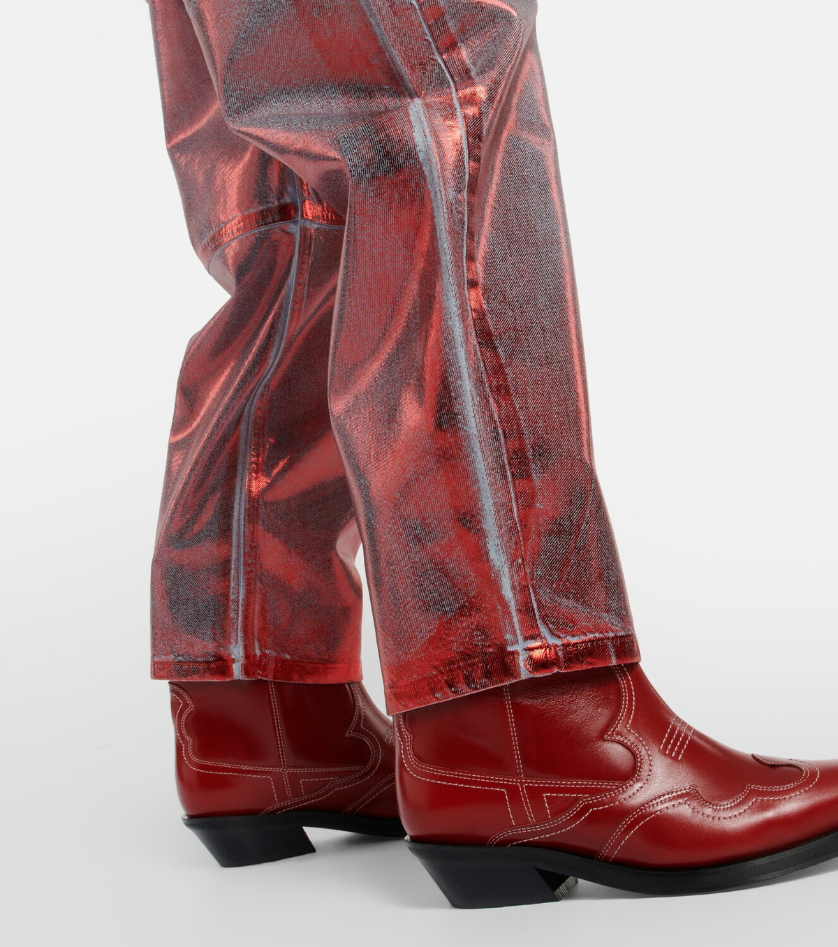 Ganni - Metallic barrel-leg jeans GANNI