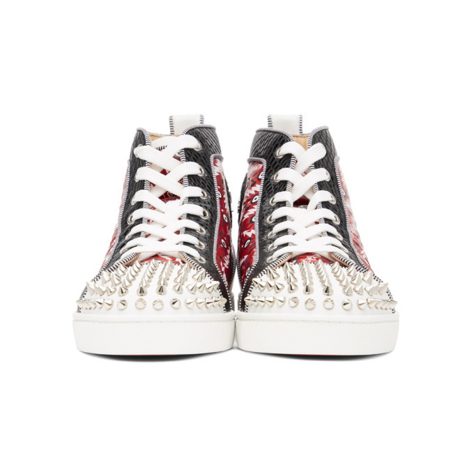 Christian Louboutin Multicolor Leather Lou Spike High Top Sneakers