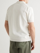 Mr P. - Knitted Textured Organic Cotton Polo Shirt - White