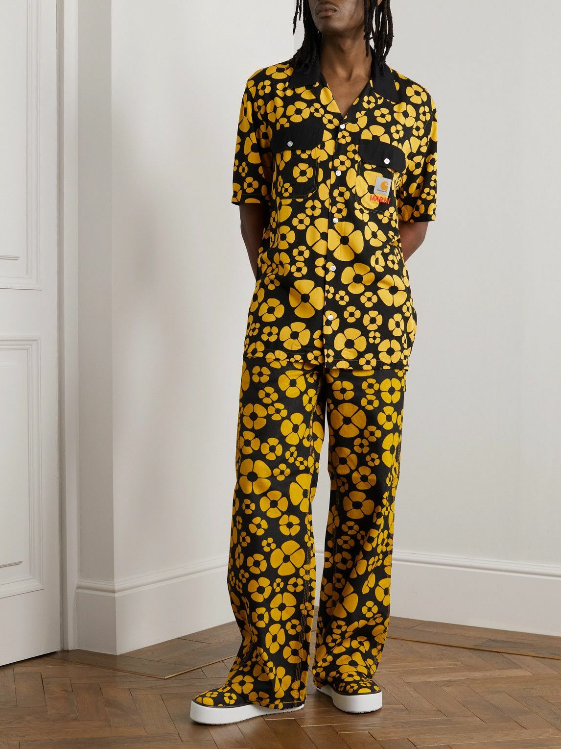 Marni - Carhartt WIP Logo-Detailed Flower-Print Voile Shirt