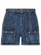 Sacai - Belted Straight-Leg Denim Cargo Shorts - Blue