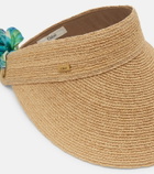 Chloé Silk-trimmed raffia visor