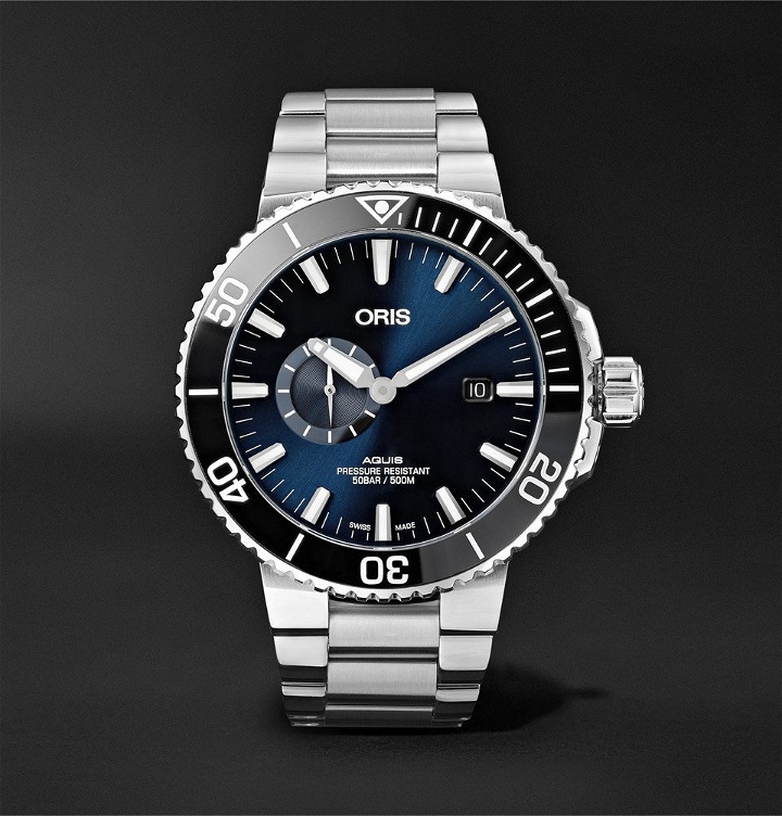 Photo: Oris - Aquis Small Second Date Automatic 45.5mm Stainless Steel Watch - Men - Blue