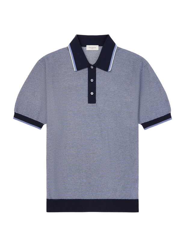 Photo: PIACENZA 1733 - Honeycomb-Knit Cotton Polo Shirt - Blue