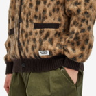 Wacko Maria Men's Leopard Mohair Cardigan in Beige