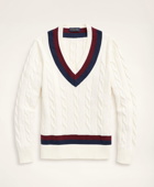 Brooks Brothers Men's Big & Tall Supima Cotton Cable Tennis Sweater | Ivory