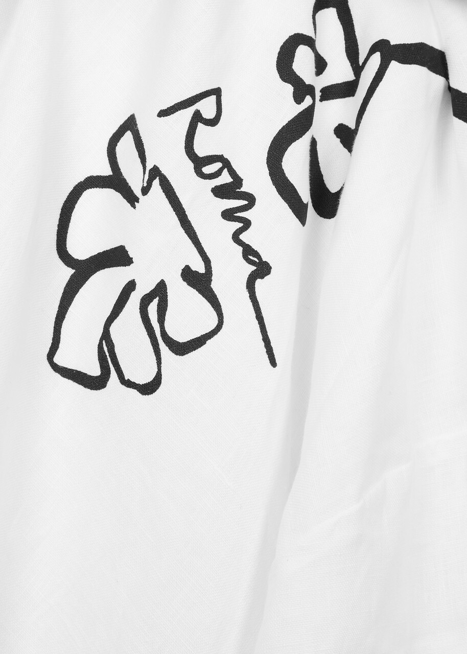 Faithfull The Brand Rossa Printed Linen Shirt White And Black
