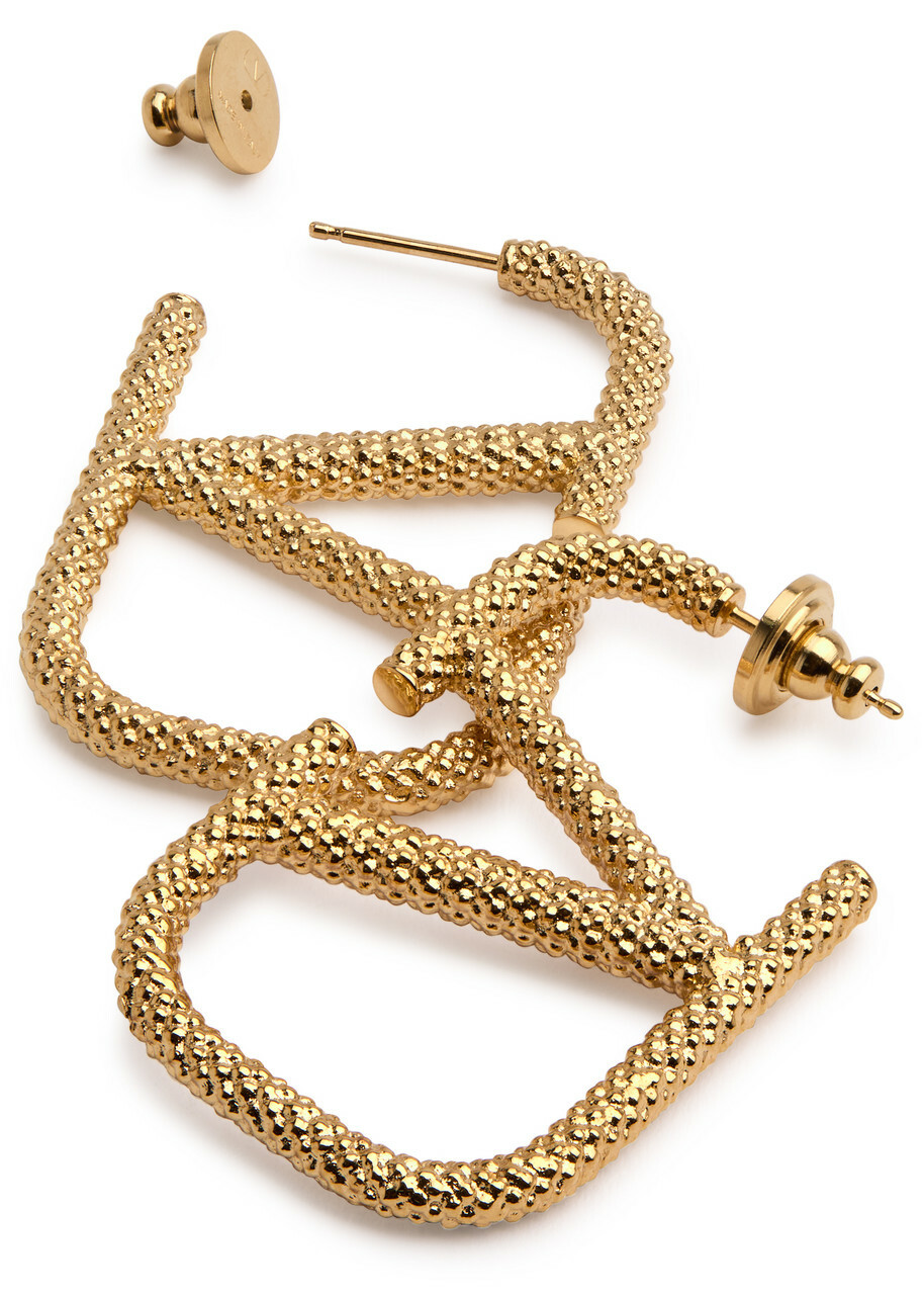 Valentino Garavani VLogo Textured Hoop Earrings - Gold - One