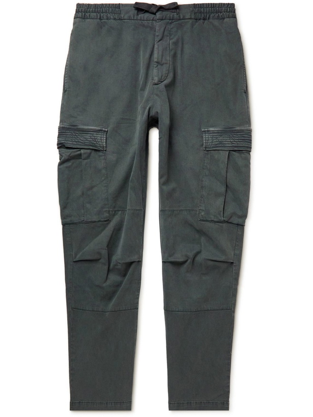 Photo: Officine Générale - Jay Garment-Dyed Lyocell-Blend Twill Drawstring Cargo Trousers - Gray